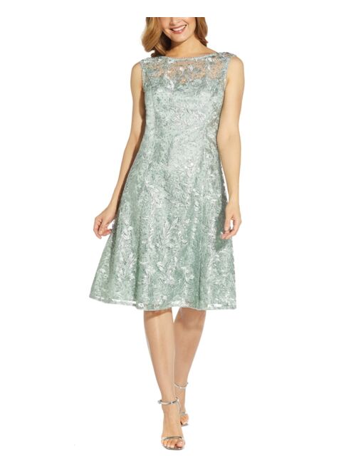 Adrianna Papell Embroidered A-Line Dress