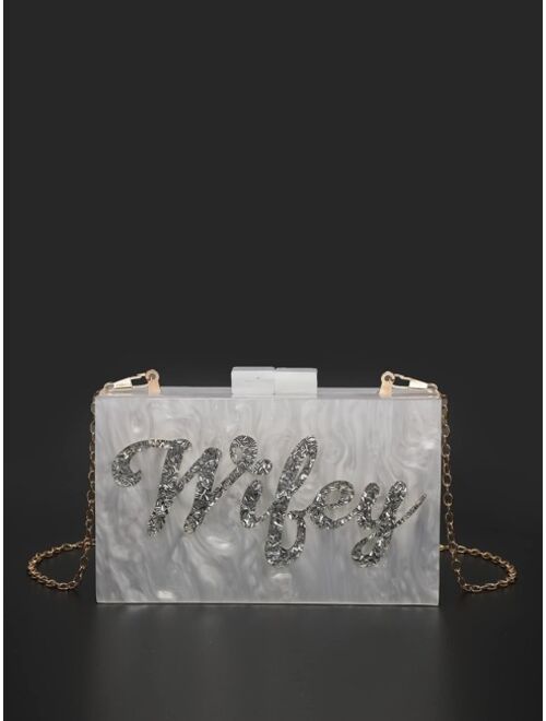 Shein Letter Graphic Chain Box Bag