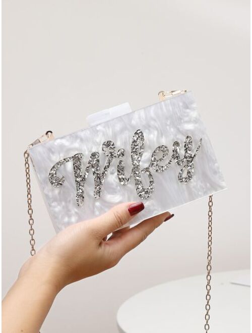 Shein Letter Graphic Chain Box Bag