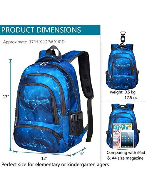 BLUEFAIRY Boys Backpack for Kids Elementary School Bags Kindergarten Middle School Bookbags Lightweight Durable Girls Gift (Stars,Blue)