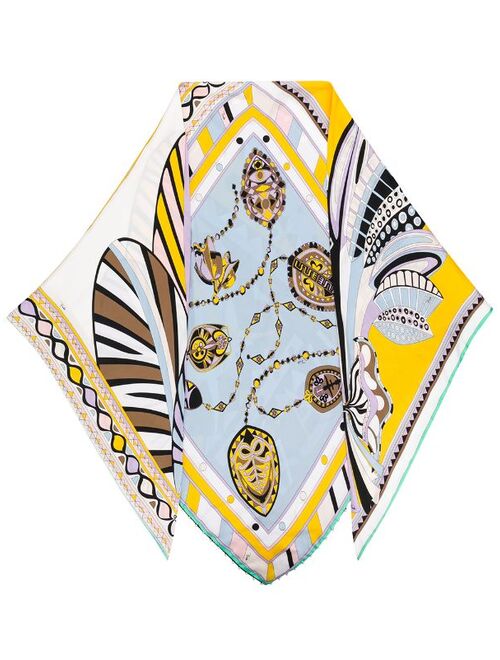 PUCCI faux-pearl embellished silk scarf