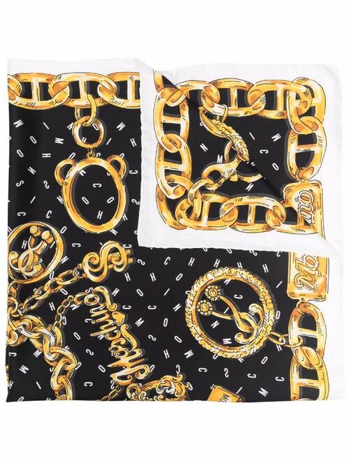 Moschino chain-print silk scarf