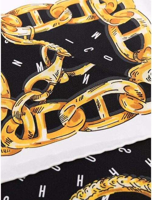 Moschino chain-print silk scarf