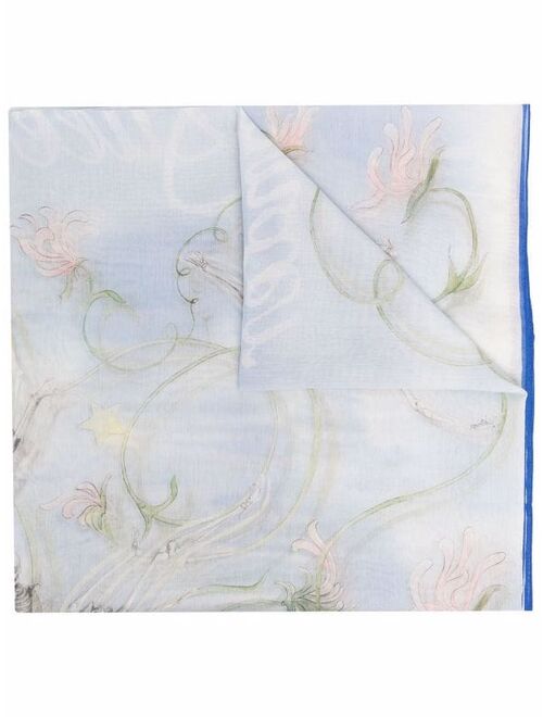 Alexander McQueen floral cotton-silk scarf