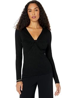 Long Sleeve V-Neck with Twist Detail