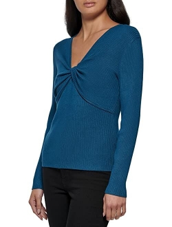 Long Sleeve V-Neck with Twist Detail