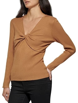 Long Sleeve V-Neck with Twist Detail