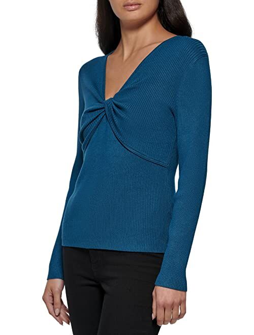 Calvin Klein Long Sleeve V-Neck with Twist Detail