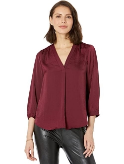 3/4 Sleeve V-Neck Rumple Blouse