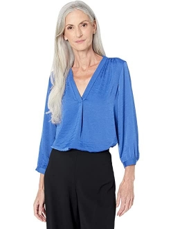 3/4 Sleeve V-Neck Rumple Blouse