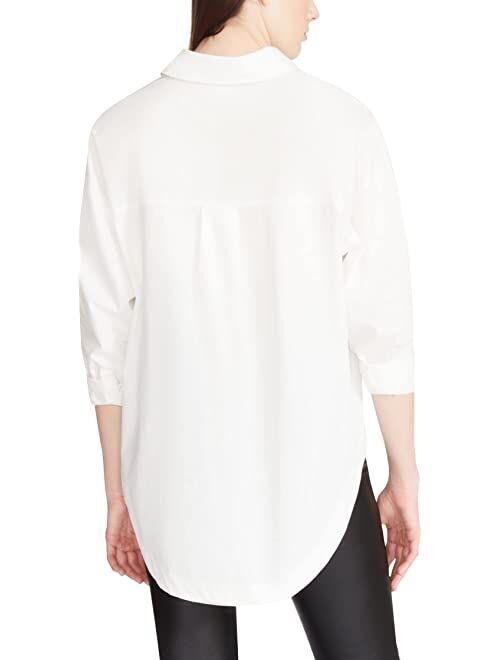 BB Dakota by Steve Madden Poppy White Cotton Long Sleeve Shirt