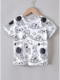 Toddler Boys Rocket Spaceman Print Tee