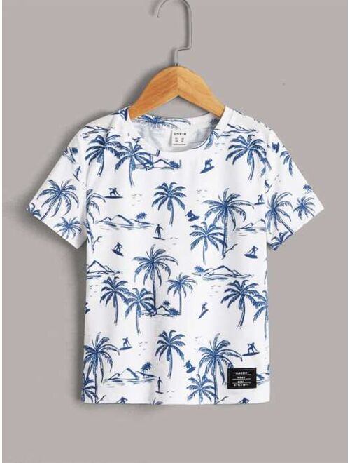 SHEIN Toddler Boys Tropical Print T Shirt