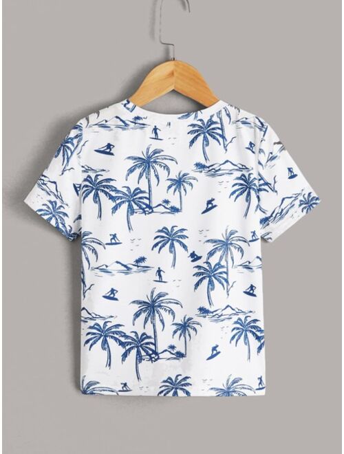 SHEIN Toddler Boys Tropical Print T Shirt