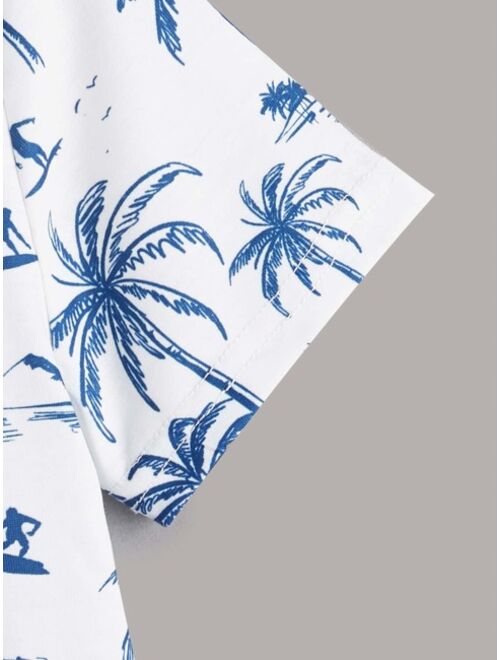 SHEIN Toddler Boys Tropical Print T Shirt