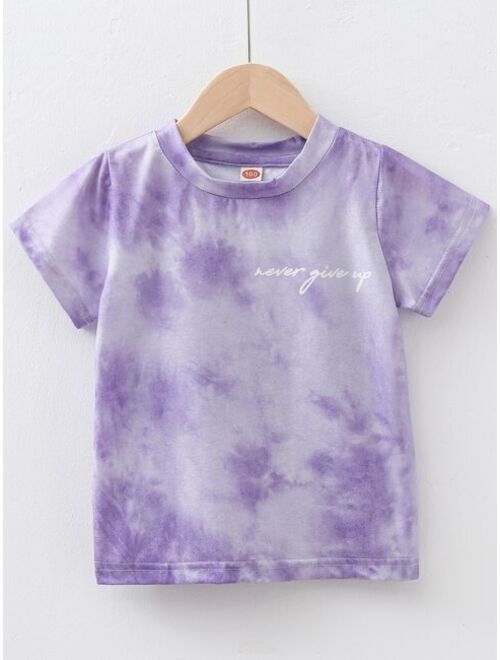 Shein Toddler Boys Slogan Graphic Tie Dye Tee