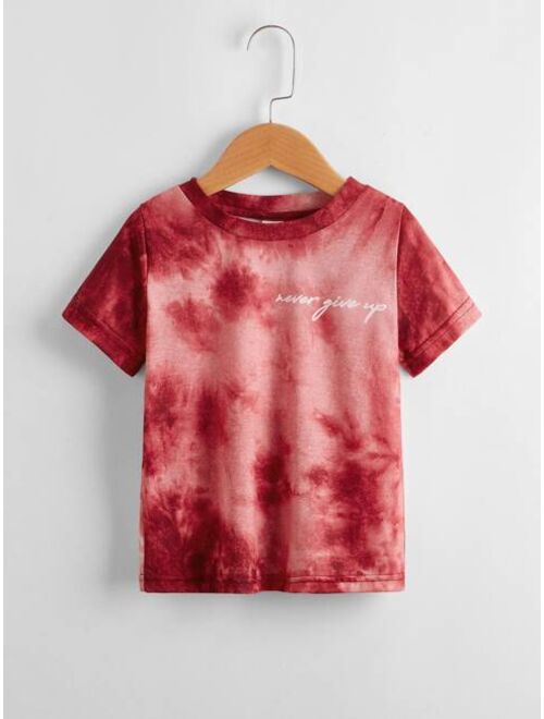 Shein Toddler Boys Slogan Graphic Tie Dye Tee