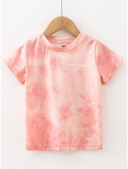 Shein Toddler Boys Slogan Graphic Tie Dye Tee