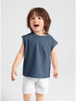 BASICS Toddler Boys Round Neck Solid Tank Top