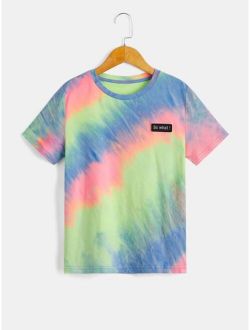 Boys Tie Dye Patch Detail Tee