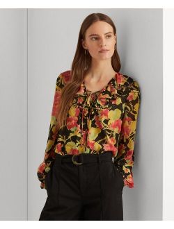 Lauren Ralph Lauren Floral Crinkle Georgette Blouse