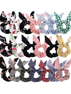 ACO-UINT 20 Pack Hair Scrunchies for Women, Adorable Bow Scrunchies for Thick Hair, Bunny Ear Scrunchies Hair Ties Hair Accessories Elastic Scrunchies with Bow for Girls