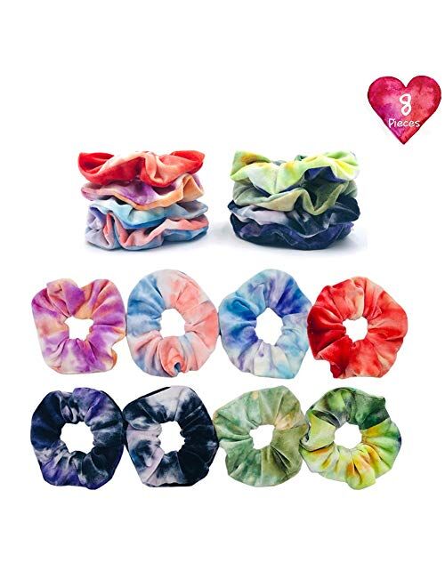 MOLYHUA Hair Scrunchies for Girls, 24 Pcs Shiny Scrunchies Metallic Hair Tie for Women