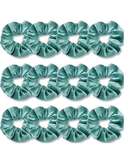 IVARYSS Velvet Hair Scrunchies for Women and Girls, Soft Elastic Scrunchy Hair Bands Accessories, 12 Pack (Neon)