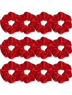 IVARYSS Velvet Hair Scrunchies for Women and Girls, Soft Elastic Scrunchy Hair Bands Accessories, 12 Pack (Neon)