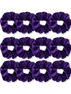 IVARYSS Velvet Hair Scrunchies for Women and Girls, Soft Elastic Scrunchy Hair Bands Accessories, 12 Pack (Neon)