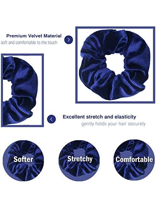 IVARYSS Velvet Hair Scrunchies for Women and Girls, Soft Elastic Scrunchy Hair Bands Accessories, 12 Pack (Neon)