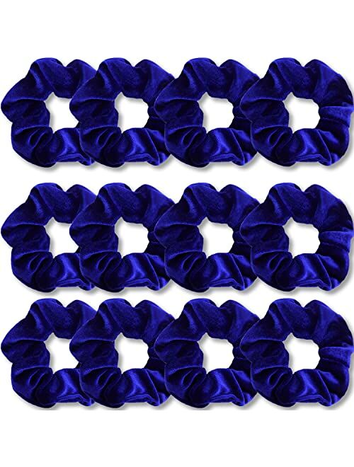 IVARYSS Velvet Hair Scrunchies for Women and Girls, Soft Elastic Scrunchy Hair Bands Accessories, 12 Pack (Neon)