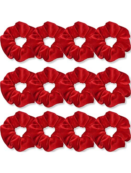 IVARYSS Velvet Hair Scrunchies for Women and Girls, Soft Elastic Scrunchy Hair Bands Accessories, 12 Pack (Neon)