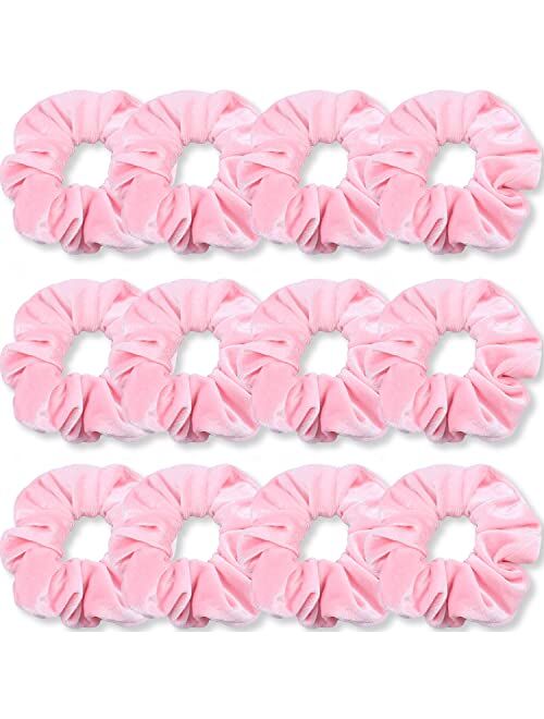 IVARYSS Velvet Hair Scrunchies for Women and Girls, Soft Elastic Scrunchy Hair Bands Accessories, 12 Pack (Neon)