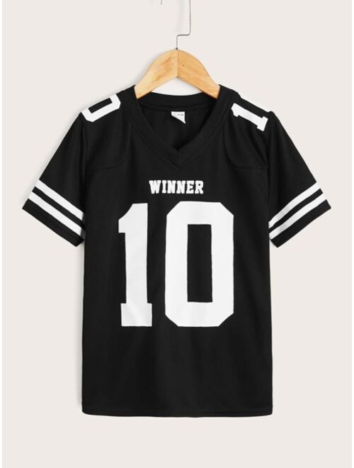 SHEIN Boys Short Sleeve Varsity Basketball Jersey