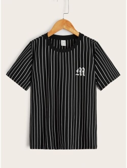 Boys Letter Graphic Striped Tee