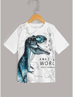 Boys Letter Dinosaur Print Tee