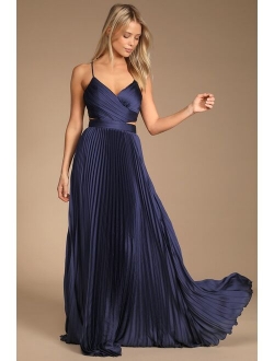 Got the Glam Plum Purple Pleated Cutout Maxi Dress