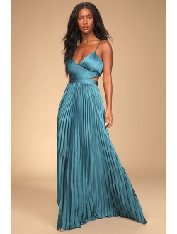 Got the Glam Plum Purple Pleated Cutout Maxi Dress