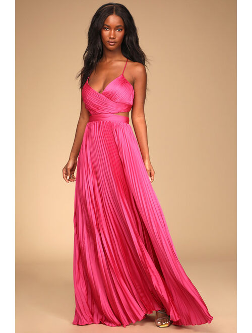 Lulus Got the Glam Plum Purple Pleated Cutout Maxi Dress