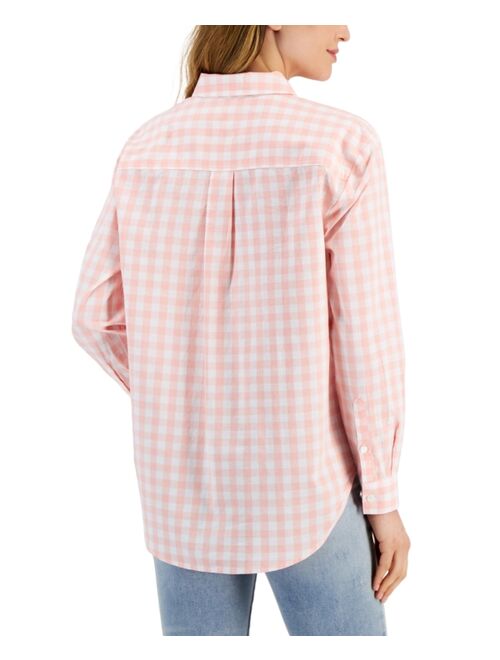 STYLE & CO Petite Cotton Gingham Boyfriend Shirt, Created for Macy's