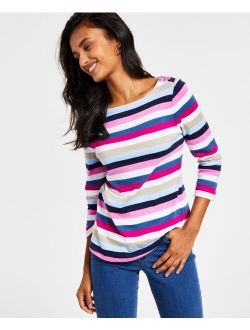 Women's Irene Cotton Striped Top, Regular & Petite, Created for Macy's