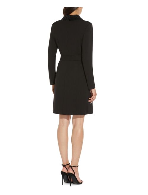 Adrianna Papell Sequin-Trim Tuxedo Dress