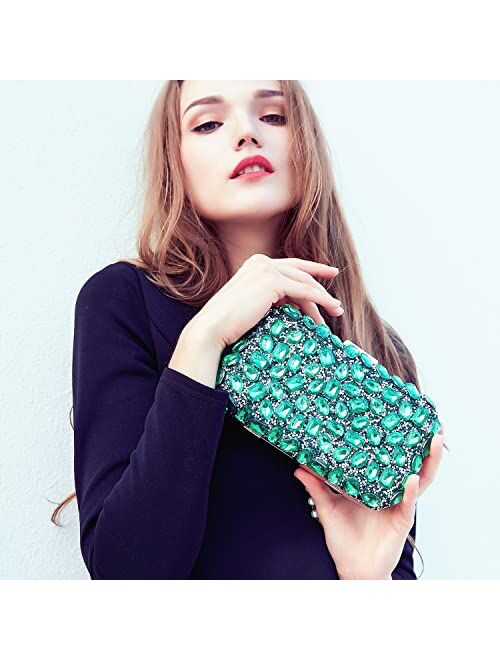 Milisente Clutch Purses For Women, Crystal Clutches Evening Bags Gemstone Clutch Purse For Wedding Party