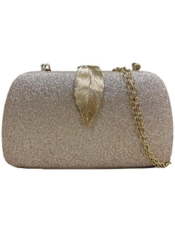 Clutch Purses For Women, Solid Soft Suede Evening Clutch Bag Shoulder Bag With Metallic Leaves Clasp