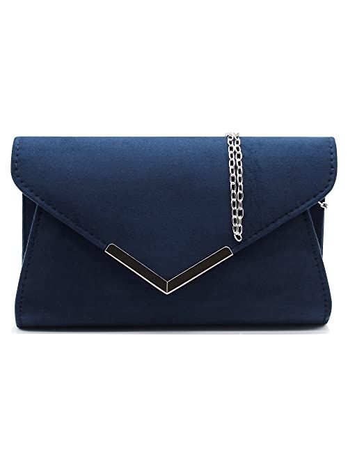 Milisente Solid Clutch Purses For Women Large Wedding Suede Purses For Ladies Evening