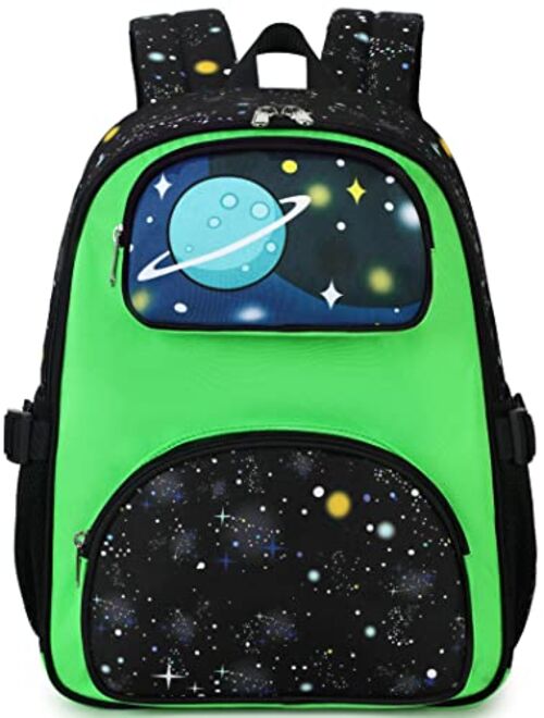 BTOOP Toddler Backpack for Boys Waterproof 3D Cute Kids Backpack Preschool Schoolbag Nursery Daycare Elementary (Planet -Green)