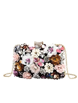 Flower Clutch Purse Evening Bag for Women Formal Party Handbag Chain Strap Shoulder Bag