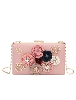 Flower Clutch Purse Evening Bag for Women Formal Party Handbag Chain Strap Shoulder Bag