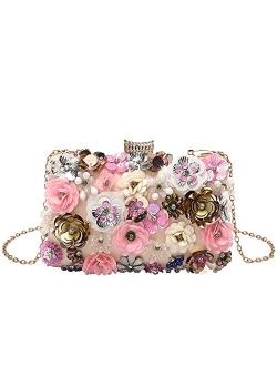 Flower Clutch Purse Evening Bag for Women Formal Party Handbag Chain Strap Shoulder Bag